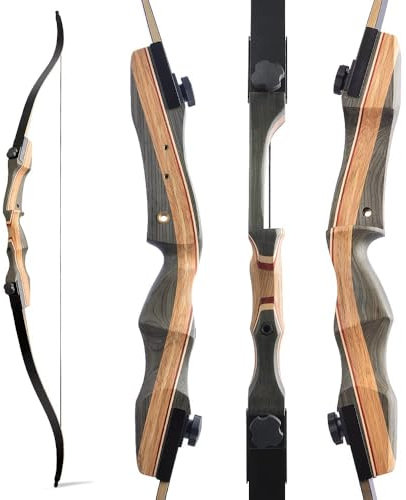 AMEYXGS 62 Bogenschießen Takedown Recurve Bogen Jagdbogen 30-50 lbs Langbogen Sportbogen Laminierter Holz Riser Outdoor Schießübungen für Erwachsene und Jugendliche Rechte Hand (40lbs)