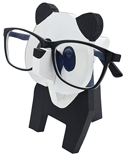 VIPbuy Supporto per occhiali da vista in legno 3D, per animali, per casa, ufficio, scrivania, per donne, adulti (Panda)