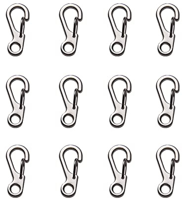Mini Carabiner Clip Spring Snap Hook Buckle Clasps for Paracord Keychain Backpack Bottle Outdoor Camping Accessories (12Pcs Silver)