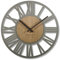 FLEXISTYLE Wanduhr groß Adulto 50cm Durchmesser LOFT Retro aus Holz Eiche ohne tickgeräusche Wohnzimmer (Grau/Eiche)