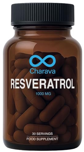 Charava Resveratrol 1000mg per Serving - 30 Servings (60 Capsules of 500mg) - Antioxidant Supplement, Trans Resveratrol Supplements 1000mg & Polyphenols - UK Based - 3rd Party Tested