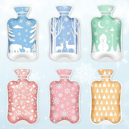 WEVOL Handwärmer Taschenwärmer Set, 6 Stücke Taschenwärmer Wiederverwendbar Kinder mit Winter Motiven, Klein Wärmepads für Warme Hände, Wärmeknickkissen Fingerwärmer für Büro Kalte Tage Unterwegs