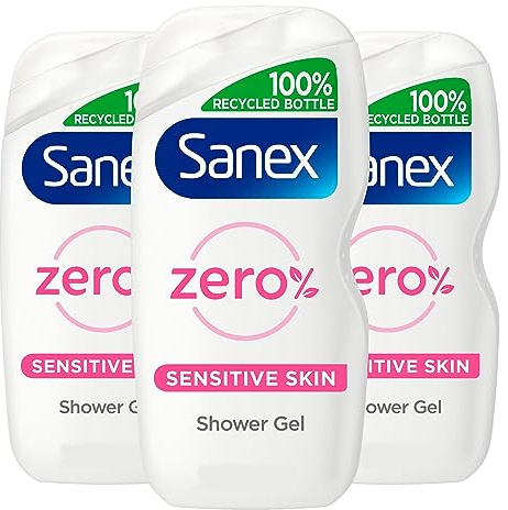 Sanex Shower Gel Zero% for Sensitive Skin 415ml - Pack of 3