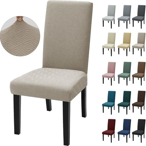 Ystyle Stolsöverdrag i 4 delar, Elastiskt överdrag för modern matstol, Utdragbart stolsöverdrag, För dekorativa matstolar, Hotell, Khaki