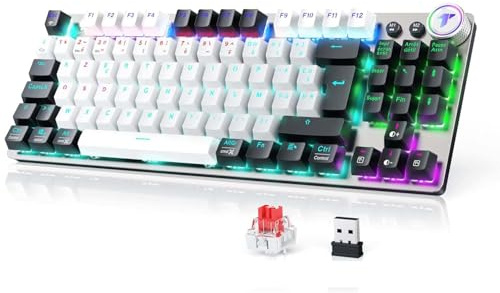 TECURS Gaming Clavier Mécanique Gamer Keyboard sans Fil (2.4G Filaire) Rétroéclairé, 80% TKL Clavier AZERTY, Axe Linéaire, Anti-Ghosting, pour Ordinateur/PC/Windows/Xbox
