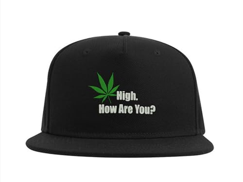Lauthings High How are You Weed Pot Cannabis Kanja Marihuana Casquette Snapback Brodée Fullcap Homme Chapeau Noir, Noir , Taille unique