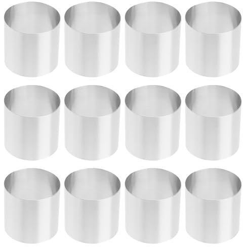 12 moldes para tartas de acero inoxidable, anillos para mousse, anillos de postre, herramienta de horneado, accesorios para hornear para pasteles de postre