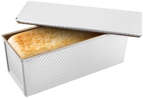 NAMYEUT Molde para Pan Pullman con Tapa, 1000 g, Antiadherente, Aleación de Aluminio, 34 x 13,5 x 12 cm, para Tostadas, Baguette, Sándwiches y Pasteles
