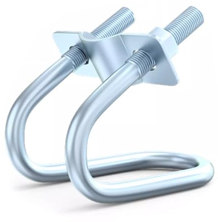 2pcs Double U-Bolt Cross Pipe Clamp, Galvanized material for 2.5x3 OD Pipe (75-90mm) Greenhouse Scaffolding Connector