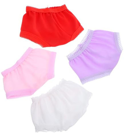 UKCOCO Vetement Poupee 30cm Lot de 4 Culottes pour Poupées en Polyester Design Simple et Finition, pour Jeu D'imitation et Accessoires de Poupée Plusieurs Styles