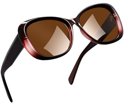Joopin Polarizadas Gafas de Sol Mujer Marrones Grandes Elegantes de Moda Material de Acetato TR90 Forma de Mariposa Ojos de Gato