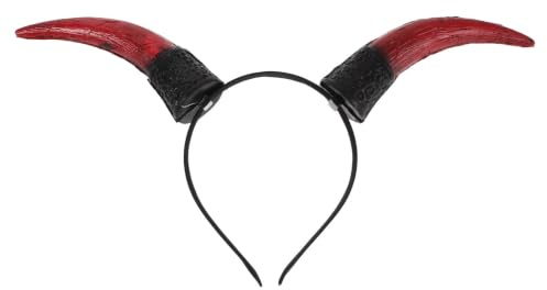 HOMOCONO Oxhorns Huvudband med Avtagbara Horn Elastisk Passform för Vuxna och Pojke Demonhornsdekoration för Halloween Karneval och Scenframträdanden