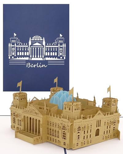 Tarjeta pop-up de Berlín – Reichstag – Tarjeta plegable 3D con modelo Berlín Reichstag como postal, recuerdo, tarjeta de cumpleaños, regalo, cupón de viaje y decoración Berlín