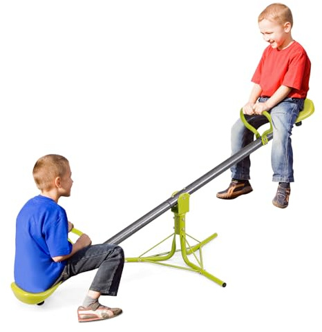 Costzon Teeter Totter Seesaw for Kids Outdoor, Preschool Swivel Seesaw Playground Equipment, 360 Degree Rotation, Indoor Outdoor Play Equipment for Toddlers, Suitable for Home, Backyard Gift Christmas