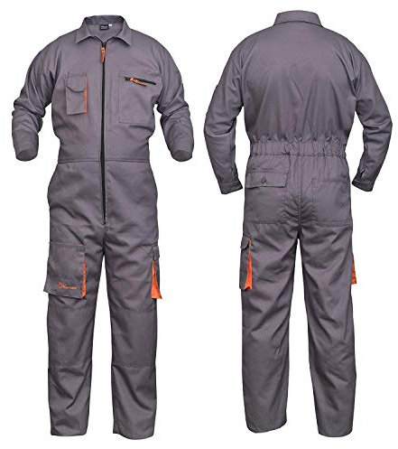 NORMAN Grau Arbeitskleidung Herren Latzhose Monteuranzug Overalls Mechanik Overall Schutz (L)