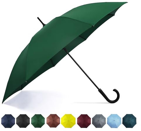 SoulRain Large Travel Umbrella Windproof 50 Inch Automatic Open Oversized J Handle Stick Umbrellas for Men and Women Unbreakable Strong Green