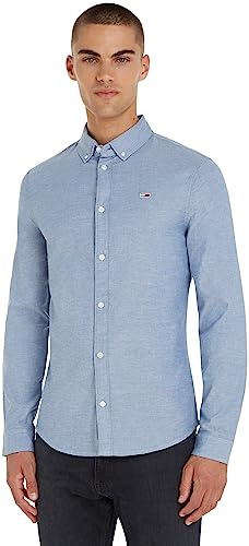 Tommy Jeans Tjm Slim Stretch Oxford Shirt Dm0dm09594, Camicia Uomo, Blu (Twilight Navy), L