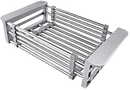 Erweiterbar Teleskop-spülregal Verstellbare Ablaufwanne Gemüsewaschablauf Obstkorb Sieb Obst Waschbecken Korb Edelstahl Ausziehbarer Spülsieb Spülbeckensieb Lagerregal Schwamm