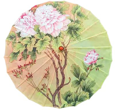 FLAIGO Classical Chinese Style Oil Paper Umbrella Rainproof Umbrella, Parasol with Tassel Pendent Floral Mulitcolor Paper and Bamboo Painted Paper Parasol (Q)