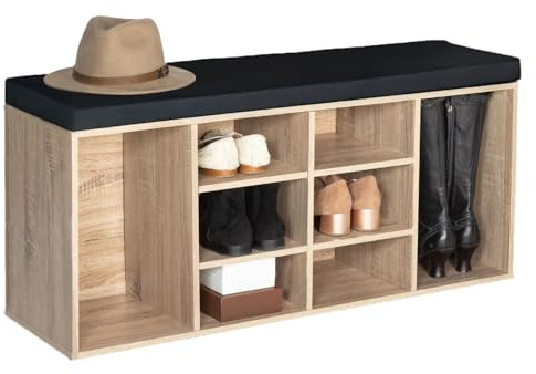 IDMarket - Banc d'entrée Chaussures avec Coussin TEO Bois façon hêtre
