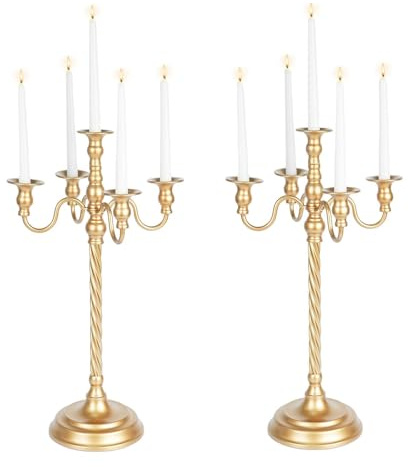 Bröllopskandelabrar höga golvkandelabrar - 2 gyllene kandelaber 5 armar Inweder 53 cm metallspiral ljusstakar antika ljusstakar för julbordscentra evenemang ceremoni