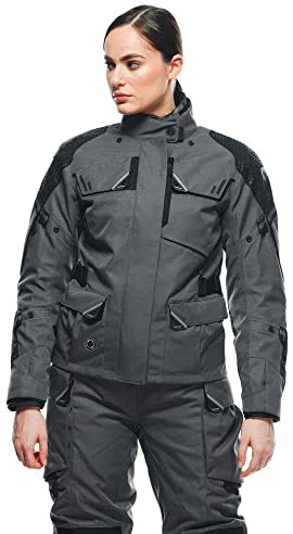 Dainese - Ladakh 3L D-Dry Lady Jacket, Waterproof Motorcycle Touring Jacket, Protections On Shoulders And Elbows, 4 Seasons, Women's Motorcycle Jacket, Iron-Gate/Black, 46