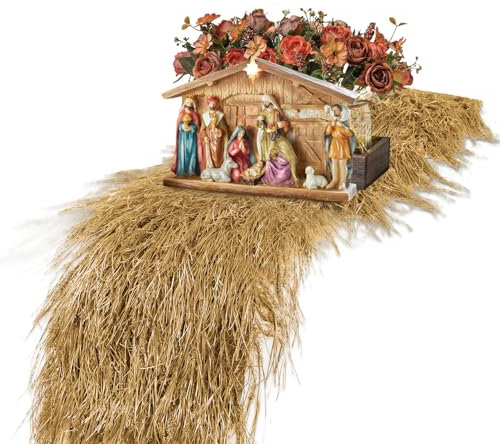 XLX TURF Tischläufer aus Kunstheu in Gelb, 33 x 91 cm, dekoratives Heugras für Tischdeko Weihnachten & Weihnachtskrippe, edle Tischdeko für Wilder Westen & Safari Deko