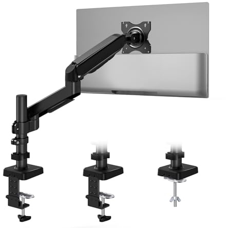 TVON Brazo para Monitor de Escritorio con Muelle de Gas, Altura Ajustable Soporte Monitor, 17-32 Pulgadas, Sostiene hasta 9 kg, Inclinación Giro Rotación, VESA 75/100 mm