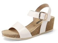 QUEEN HELENA Zeppe Sandali Alti con Cinturino Casual Donna X32-209 (Bianco, Sistema Taglie Calzature EU, Adulto, Donna, Numero, Media, 40)
