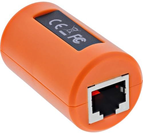 InLine RJ45 Surge Protector Coupler - 2X RJ45 Female Gigabit Ethernet 8X TVS Diodes POE Protection EMI/RFI Shielding Plug & Play 69990P