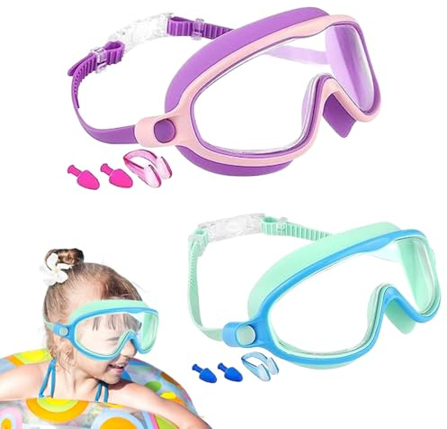 Ceprznvey Lunettes de natation pour, accessoires de natation, anti-buée, sans fuite, avec pince-nez, protection UV pour la plongée, la plage, la piscine, l'été, les filles, les garçons, les