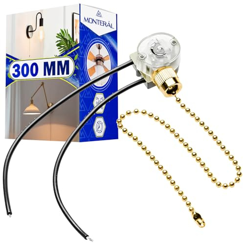 Interruttore a Corda per Luce con Catena da 300 mm 750W 220-240V - Garanzia di 10 Anni - MONTERAL