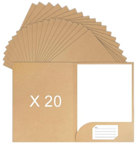 SOYIRI 20 stycken A4-dokumentmapp av kraftpapper, presentationsmapp med visitkortsfack för skola, kontor, företag