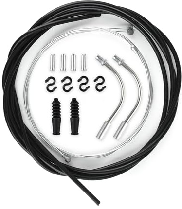 SZEBISOA Kit câble Frein Velo – câble de Frein de vélo et câble de Frein à Main Complet avec câble de Commande vélo, câbles Avant/arrière, Embouts, Douilles en V et Crochets en S