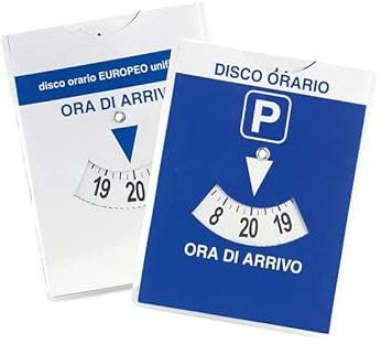 One Shop Stock Disco orario Europeo per parcheggio Maxi Auto Camion Camper Bicolore Fronte Blu Retro Bianco 12x15 cm con Quarto d'ora (500)
