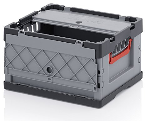 Profi – vikbar låda med lock 5 set öra, 40 x 30 x 22 cm, FBD 43/22, stapelbox behållare transportbox fällbox förvaringslåda plasikbox