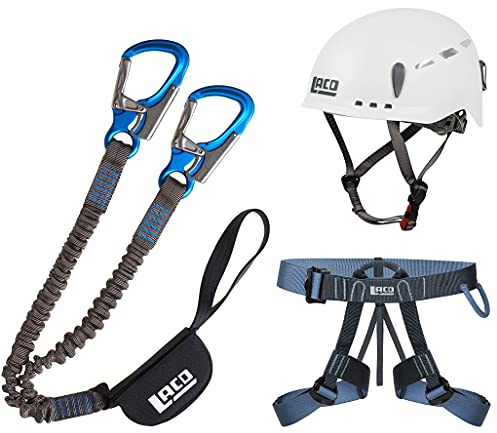 LACD Klettersteigset Pro Evo 2.0 + Klettergurt Easy EXP + Helm Protector 2.0 White