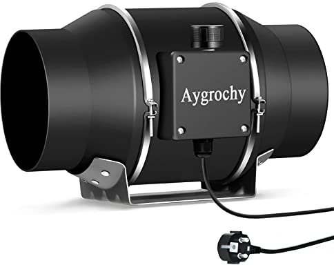 Aygrochy Regelbar Rohrventilator 150mm 595 m³/h, EC Motor Abluftventilator Inline rohrlüfter für Badezimmer, Kühlung, Booster, Wachstumszelte, Hydrokulturen, Heimgebrauch, Belüftung und Abluftgebläse.