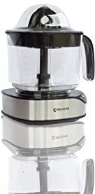 BEHOME Spremiagrumi Elettrico Professionale 1.2L, 2 Coni Estraibili e Doppio Senso di Rotazione | LED Blu, Caraffa graduata e facilmente smontabile, Nero e Argento