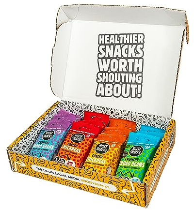 Noisy Snacks Healthy Snack Gift Box - Chickpea & Broad Beans Gift Hamper - Vegan Snacks - Variety Pack - Low Calorie, High Protein, Gluten-Free, Full of Fibre - Vegan Gifts (25g x 12)