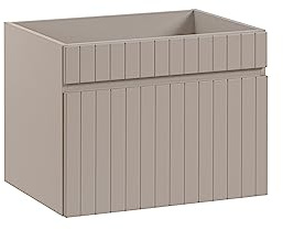Mueble de Lavabo 60 cm Iconic Cashmere, Mueble de baño Colgante, Mueble de baño con encimera, Puertas acanaladas, Color Cachemir (Solo Mueble)