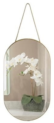 YCHMIR Oval Frameless Wall Mirror, Gold | Oval Shape, for Bathrooms and More 40.6x23.4 cm