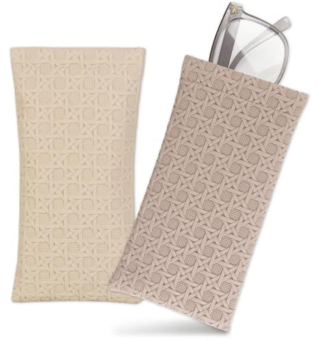 COLOFALLA 2 Stück PU Leder Brillenetui Schutzhülle Tragbar für Sonnenbrillen - Weiche Brillentasche für Männer und Damen