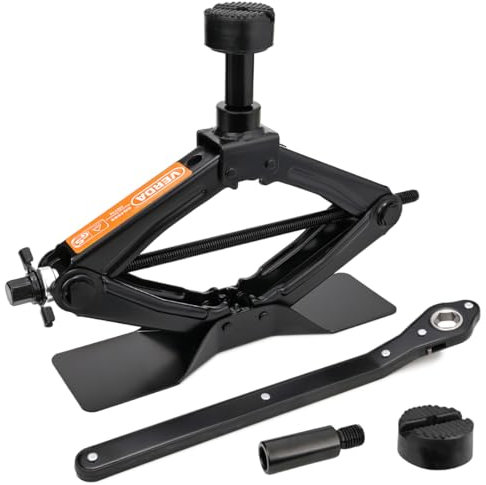 VERDA Wagenheber 2000kg, 104-425 mm, Ratsche Scherenwagenheber Auto Heber, vergrößerte Stahlplatte, tragbarer Wagenheber für PKW SUV MPV (SN4568 (104 mm - 425 mm))