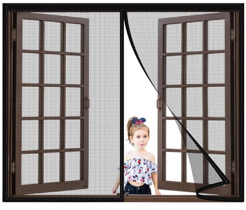 Fly Screen Door Windows to Open & Close,160x130cm net Self-Adhesive Insect Screen Roller Blind Keep Fly Bug Out Black