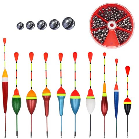 10 Stück Posen Angeln Set Angelposen Schwimmer Angeln Forelle Herausnehmbare Schwimmer Set Angeln Posenset als Angelzubehör und Schwimmerset mit 100 Bleischrot Angeln für Friedfisch Forellen und Pose