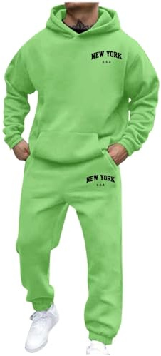Men’s Full Tracksuit Set Contrast Cord Jogging Bottoms Hoodies Zip Trousers Gym Sports Suit Sets Joggers Pants Zipper Pockets Jogger Set Gym Contrast Jogging Full Tracksuit Hoodies Xmas Gift Green