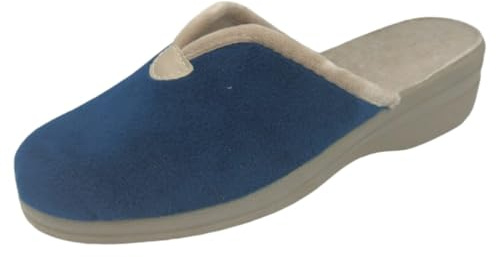 HECHO EN ESPAÑA Zapatillas de Casa con Cuña para Mujer - Suela Antideslizante - Altura de 4,5 cm (corte azul marino, Sistema tallas calzado EU, Adulto, Números, mediano, 37)