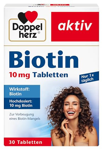 Doppelherz Biotin 10 mg - Biotin unterstützt die Regeneration der schnell wachsenden Zellen von Haut, Haaren und Nägeln - 30 Tabletten