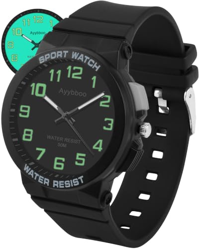 Ayybboo Analogue Kids Watch for Boys and Girls Aged 6-15 | 50M Waterproof Childrens Watch With Illuminated Dial,Clear Large Markings, Simple to Read for Teenagers In Daily Use